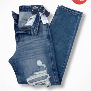Hollister Women’s Blue Slim Straight Distressed Jeans